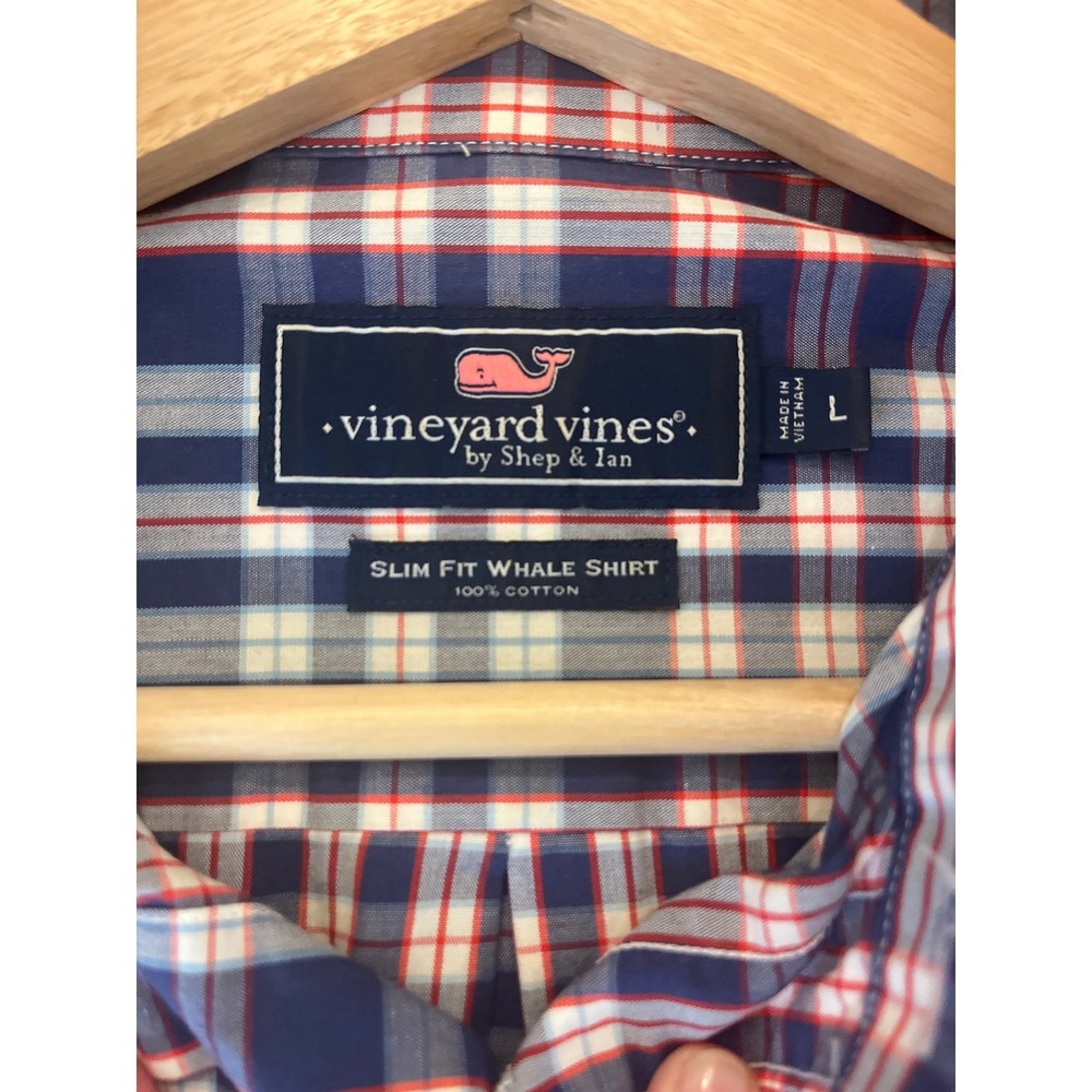 Vineyard Vines Men's Slim Fit Whale Shirt Plaid 100% Cotton Size Large - Picture 9 of 9